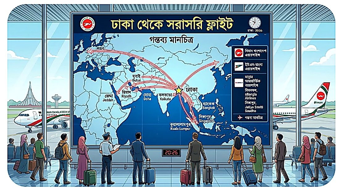 ঢাকা থেকে সরাসরি ফ্লাইট